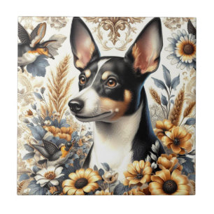 Vintage Råtta Terrier Illustration Kakelplatta