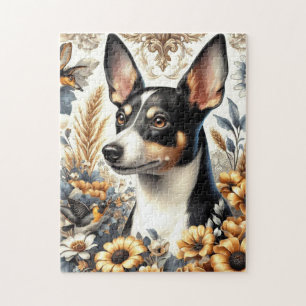 Vintage Råtta Terrier Illustration Pussel