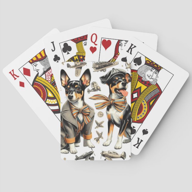 Vintage Råtta Terrier Sömlös Casinokort (Baksidan)