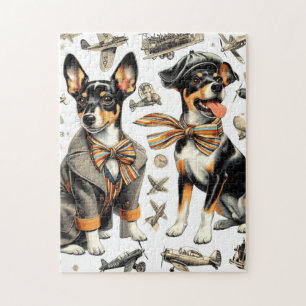 Vintage Råtta Terrier Sömlös Pussel