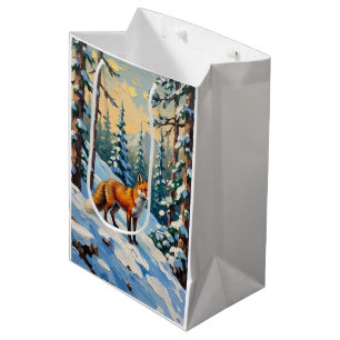 Vintage Räv i de Snöiga Skogarna Julmålning