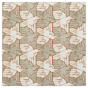 Vintage Raven Bird Mönster Fabric Tyg