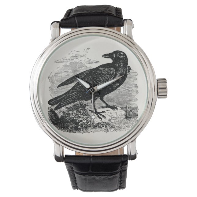 Vintage Raven Black Bird Kråka Personlig Birds Armbandsur (Framsida)