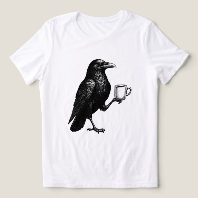Vintage Raven Coffee  T Shirt (Design Framsida)