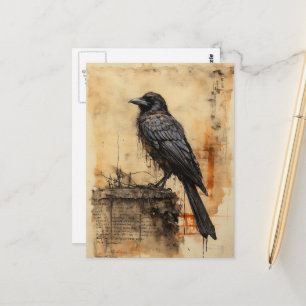 Vintage Raven Edgar Allan Poe Vykort