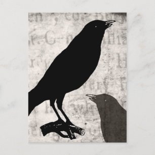 Vintage Raven Goth Kollage Anpassade Fåglar Kråka Vykort