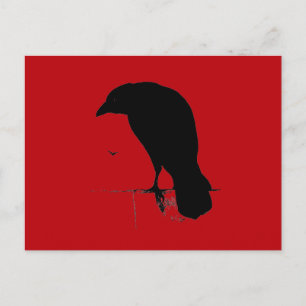 Vintage Raven på Blood Red Template Vykort