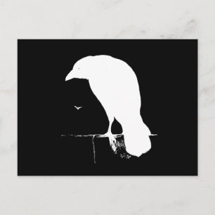Vintage Raven Silhouette White på Black - Anpassni Vykort