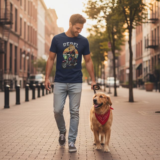 Vintage Rebell Biker Hund T-Shirt (Skapare uppladdad)