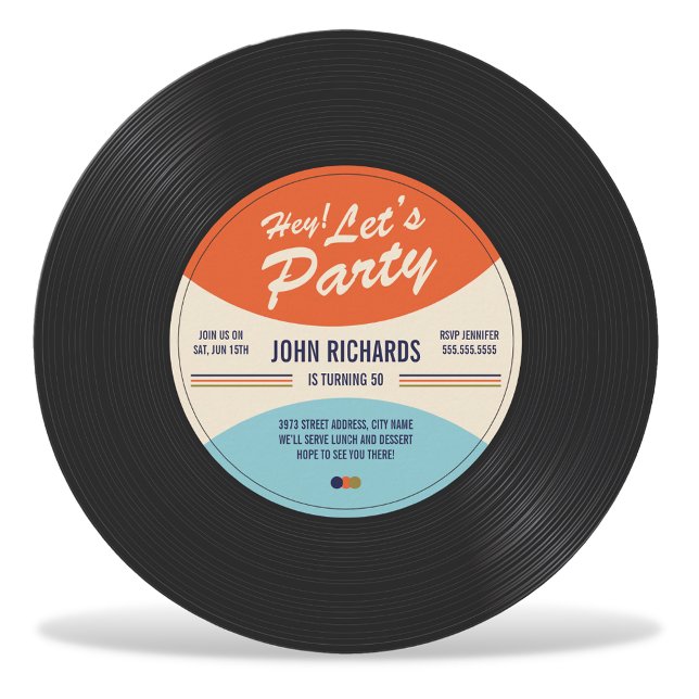 Vintage Record Birthday Inbjudan (Skapare uppladdad)