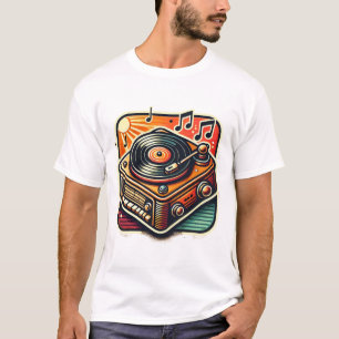 Vintage Record Player-etikett - Music Älskare T Shirt