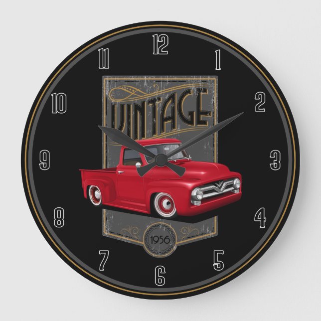 Vintage Red 1956 Lastbil Stor Klocka (Framsida)