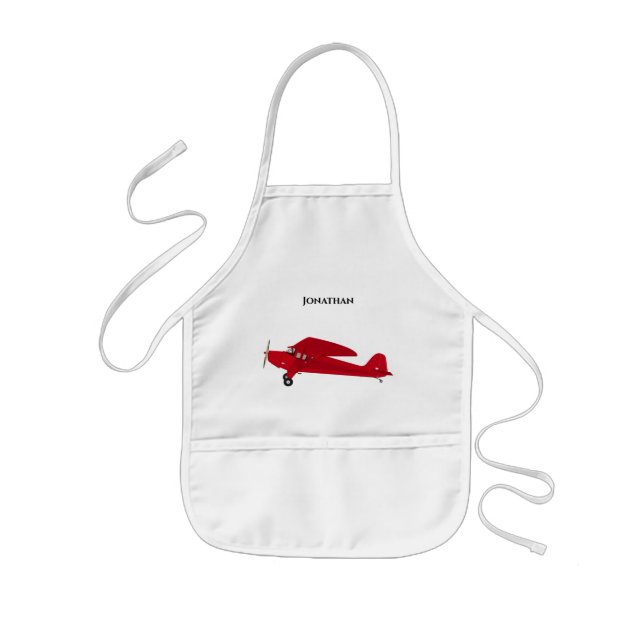 Vintage Red Airplane Barn Apron Barnförkläde (Framsidan)