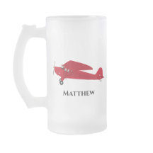 Vintage Red Airplane Frostat Glass Mugg