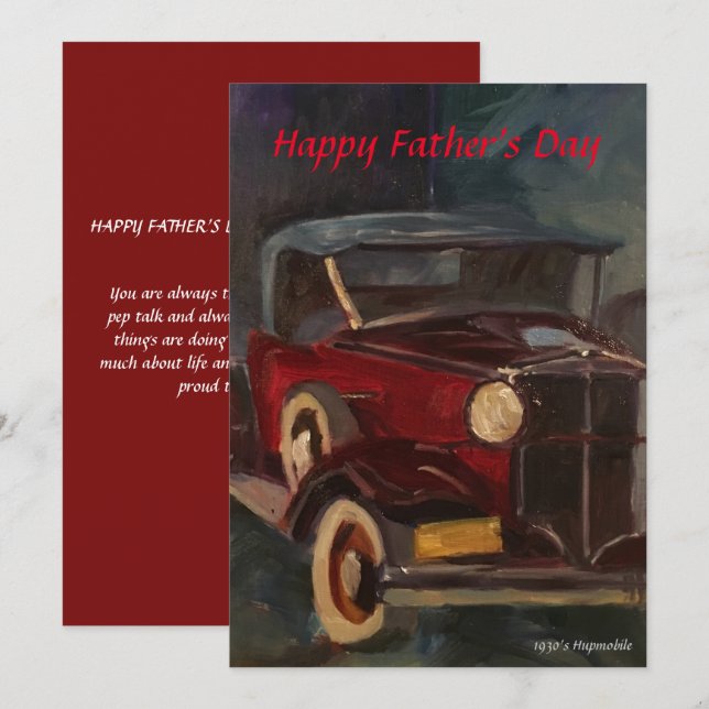 Vintage Red and Black 30's Hupmobile Auto Painting (Fram/baksida)
