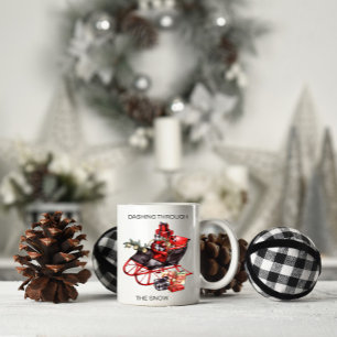 Vintage Red and Black jul Sleigh och Paket Kaffemugg