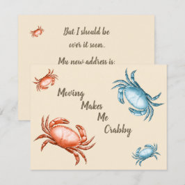 Vintage Red and Blue Crabs Flytta gör mig till Cra Kort