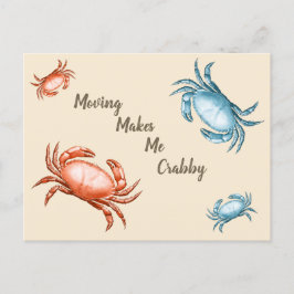 Vintage Red and Blue Crabs Flytta gör mig till Cra Vykort