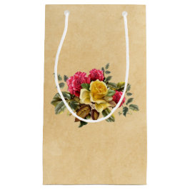 Vintage Red and Gul ros Blommigt