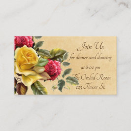 Vintage Red and Gul ros Blommigt Reception Tilläggskort