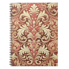 Vintage Red and Guld Damask Pattern Anteckningsbok