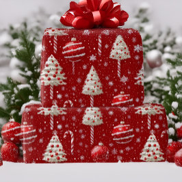 Vintage Red and White Candy cane jul Presentpapper