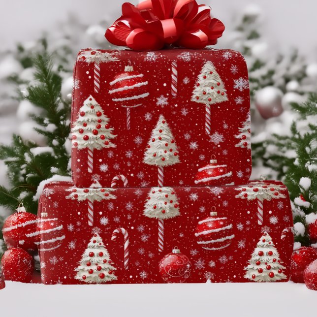 Vintage Red and White Candy cane jul Presentpapper (Vintage Red and White Candy Cane Holiday Gift Wrap )