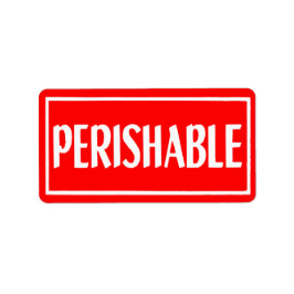 Vintage Red and White Perishable Sticker Adressetikett