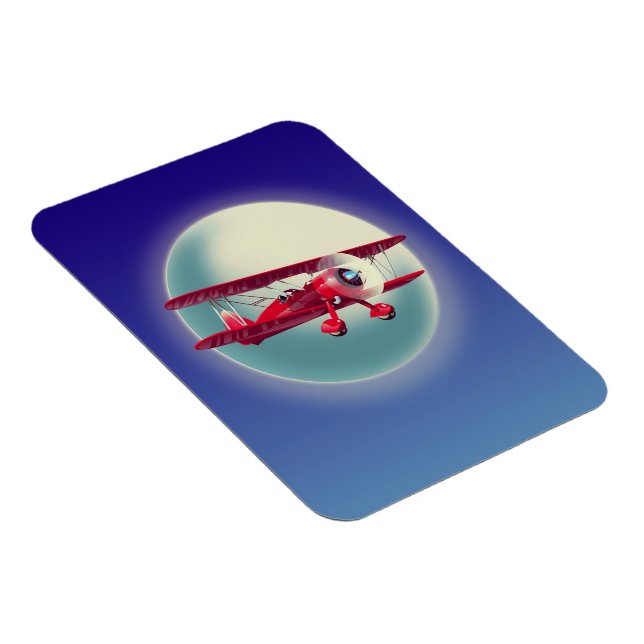 Vintage Red Biplane Magnet (Högersidan)