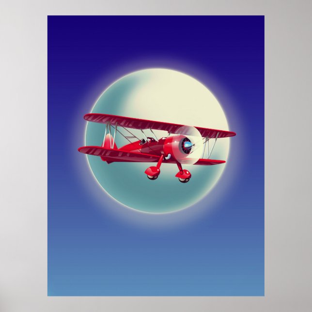 Vintage Red Biplane Poster (Framsidan)