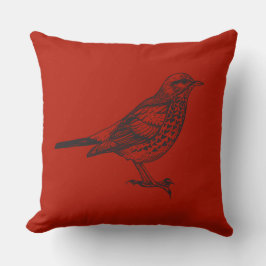 VINTAGE RED BIRD DESIGN Retro Dekorativ kudde