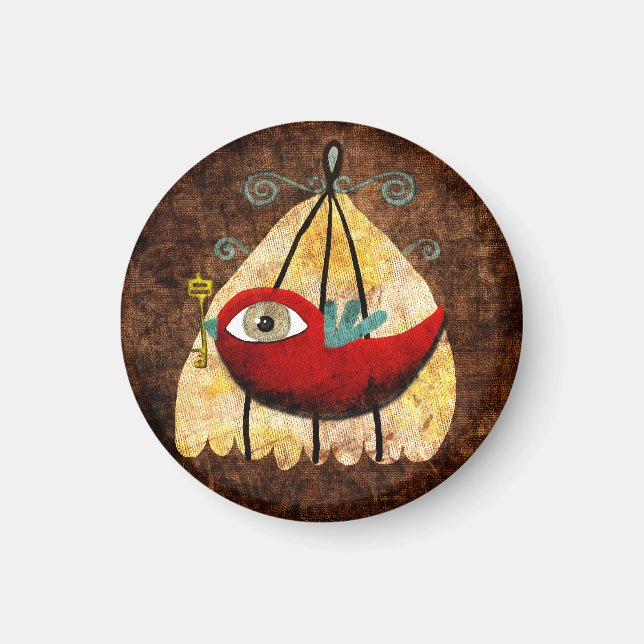 Vintage Red Bird Magnet (Framsidan)