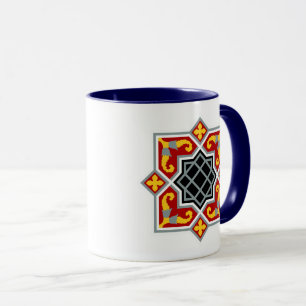 Vintage Red Black Barcelona Tile Geometric Art Mugg