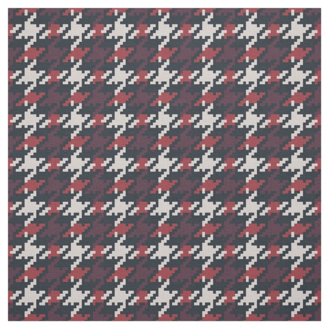 Vintage Red Black Houndstooth plaid mönster Tyg (Provkarta)