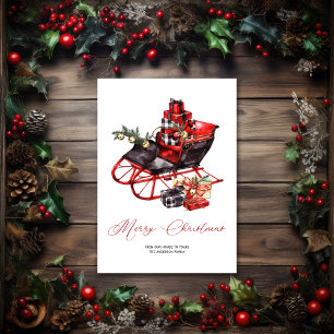 Vintage Red Black jul Sleigh Paket Julkort