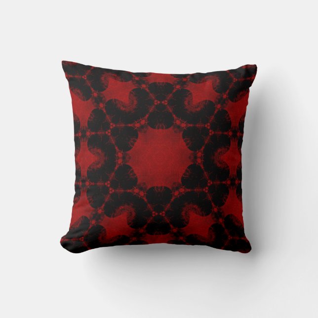 Vintage Red, Black Tapestry Pillow Kudde (Framsida)