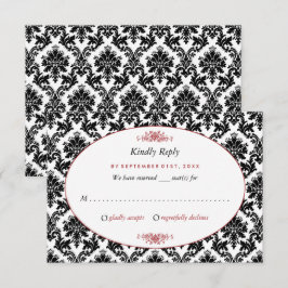 Vintage Red, Black & White Damask bröllop OSA Kort
