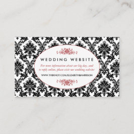Vintage Red, Black & White Damask-bröllopswebbplat Tilläggskort