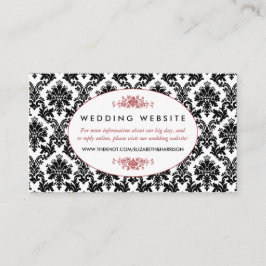Vintage Red, Black & White Damask-bröllopswebbplat Tilläggskort