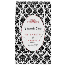 Vintage Red, Black & White Damask Wedding Favor