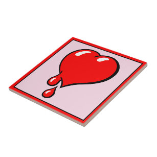 Vintage Red Bleeding Heart Liberal Pop Art Kakelplatta