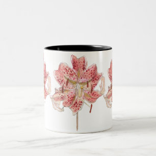 Vintage Red blomma teckning av Samuel Colman Två-Tonad Mugg