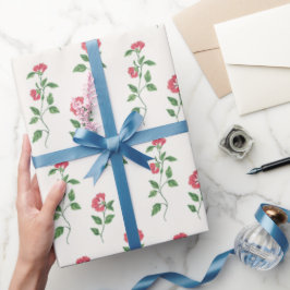 Vintage Red Blommar Presentpapper