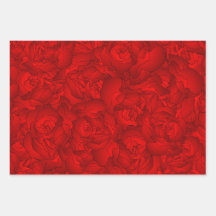 Vintage Red Blommigt Art