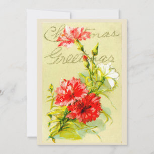 VINTAGE RED BLOMMIGT CHRISTMAS-KORT TACK KORT