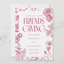 Vintage Red Blommigt | Friendsgiving | Inbjudan