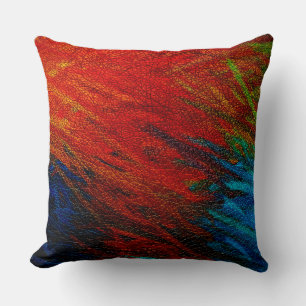 Vintage Red Blue Leather Kudde