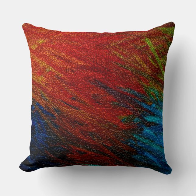 Vintage Red Blue Leather Kudde (Framsida)