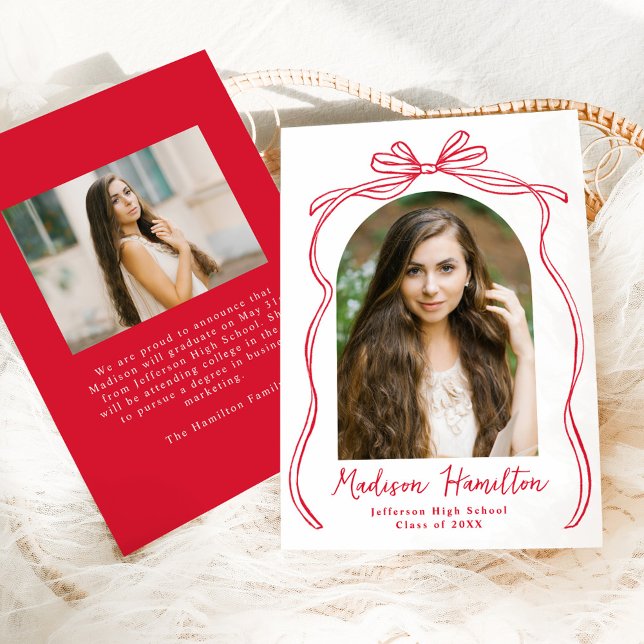 Vintage Red Bow Arch Photo Studenten Meddelande (Skapare uppladdad)