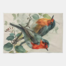 Vintage Red-Brestat Robin Kökshandduk